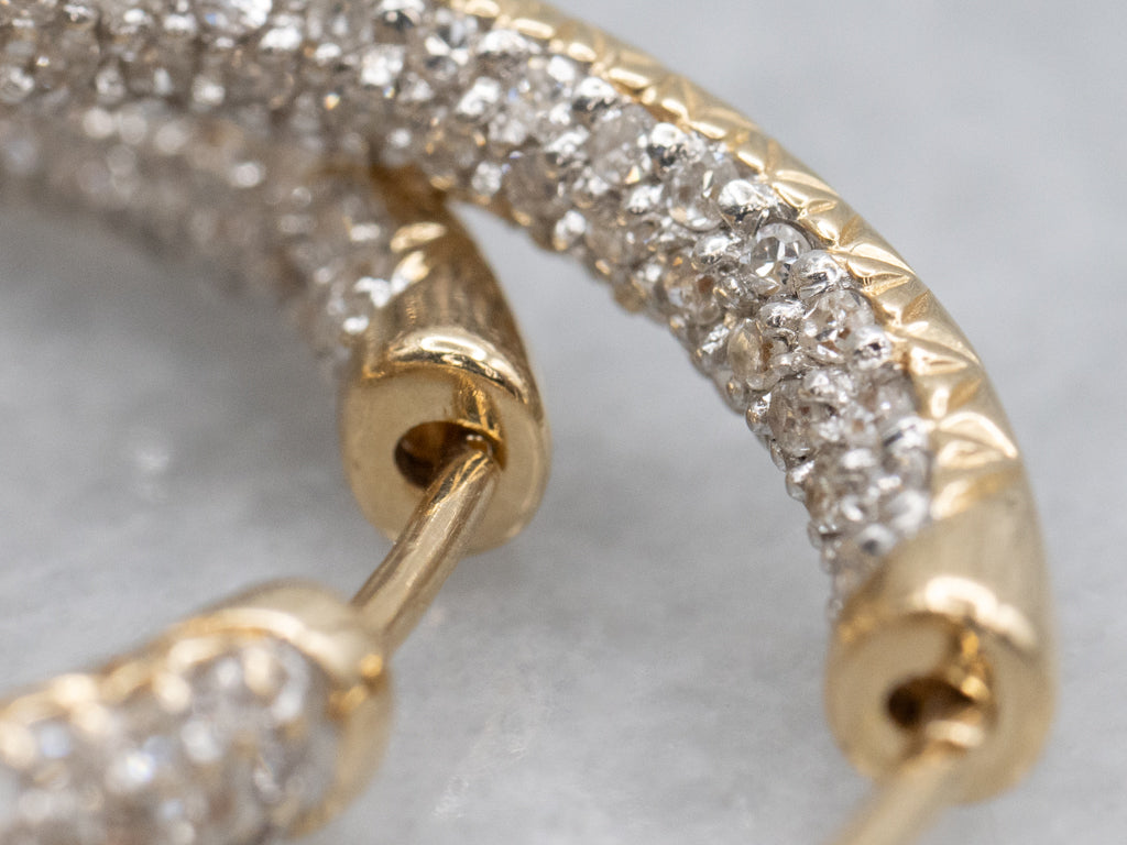 Diamond Encrusted Two-Tone Hoop Earrings