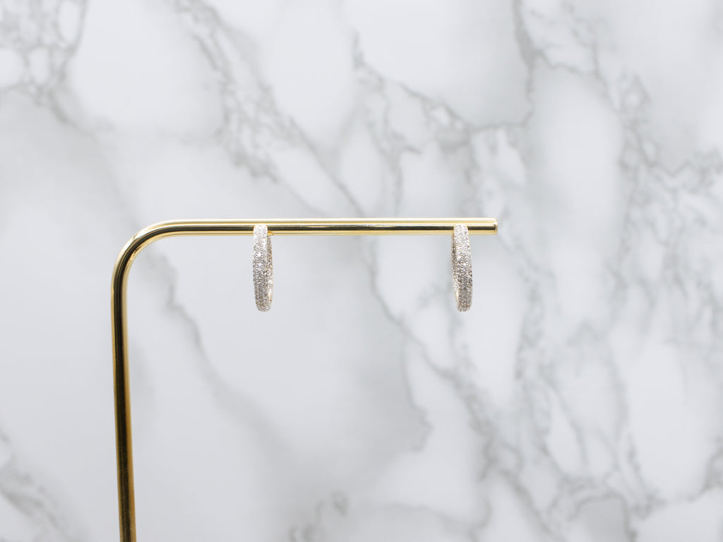 Diamond Encrusted Two-Tone Hoop Earrings