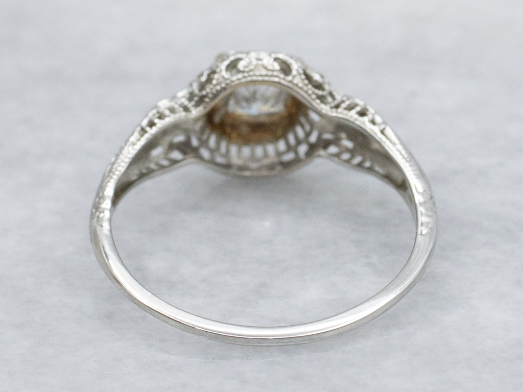 White Gold 1920s Princess Cut Diamond Engagement Ring
