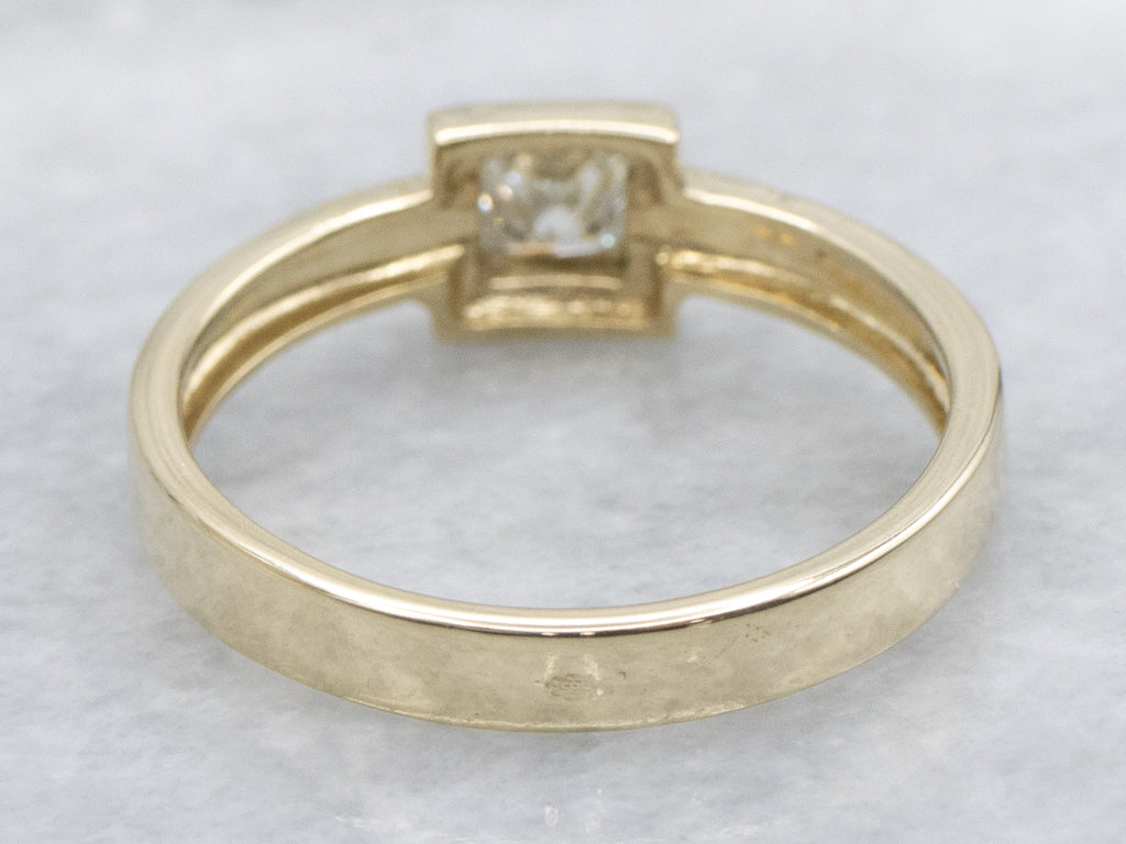 Two-Tone Gold Princess Cut Diamond Engagement Ring