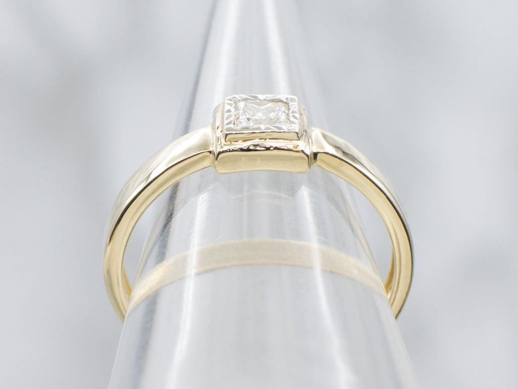Two-Tone Gold Princess Cut Diamond Engagement Ring