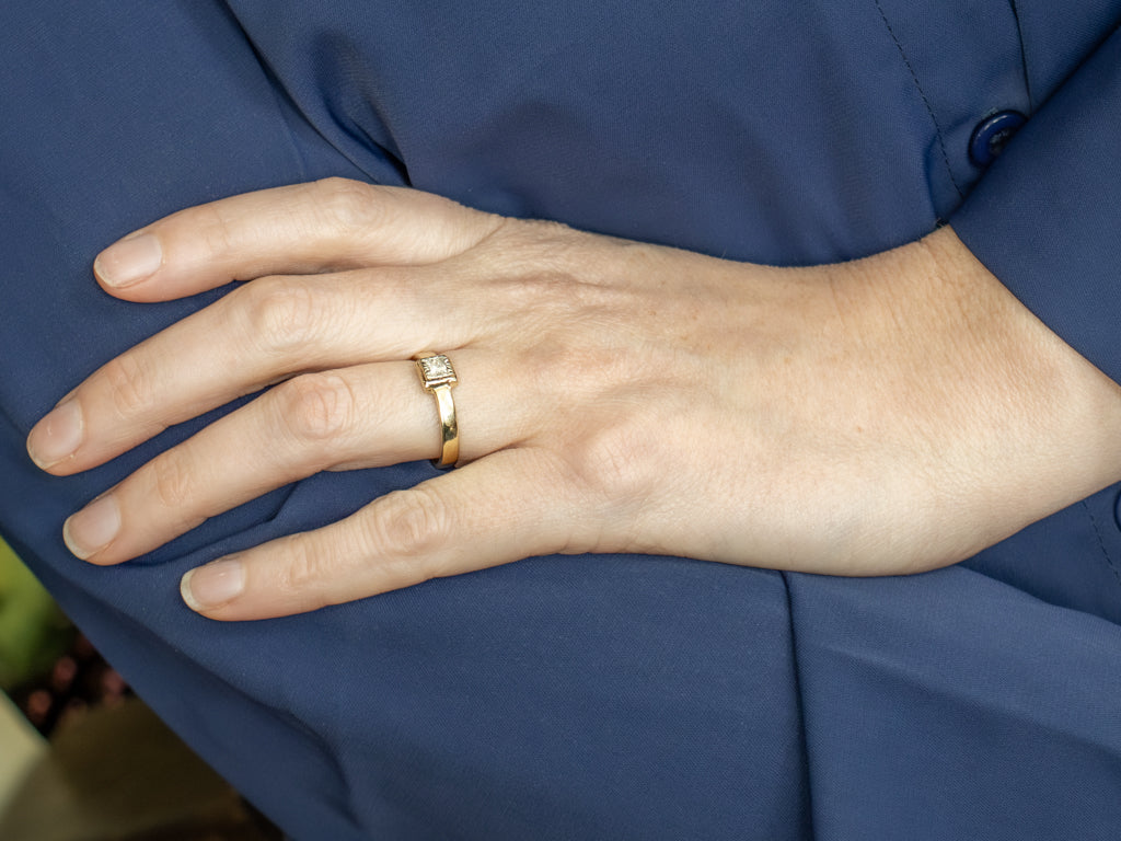 Two-Tone Gold Princess Cut Diamond Engagement Ring