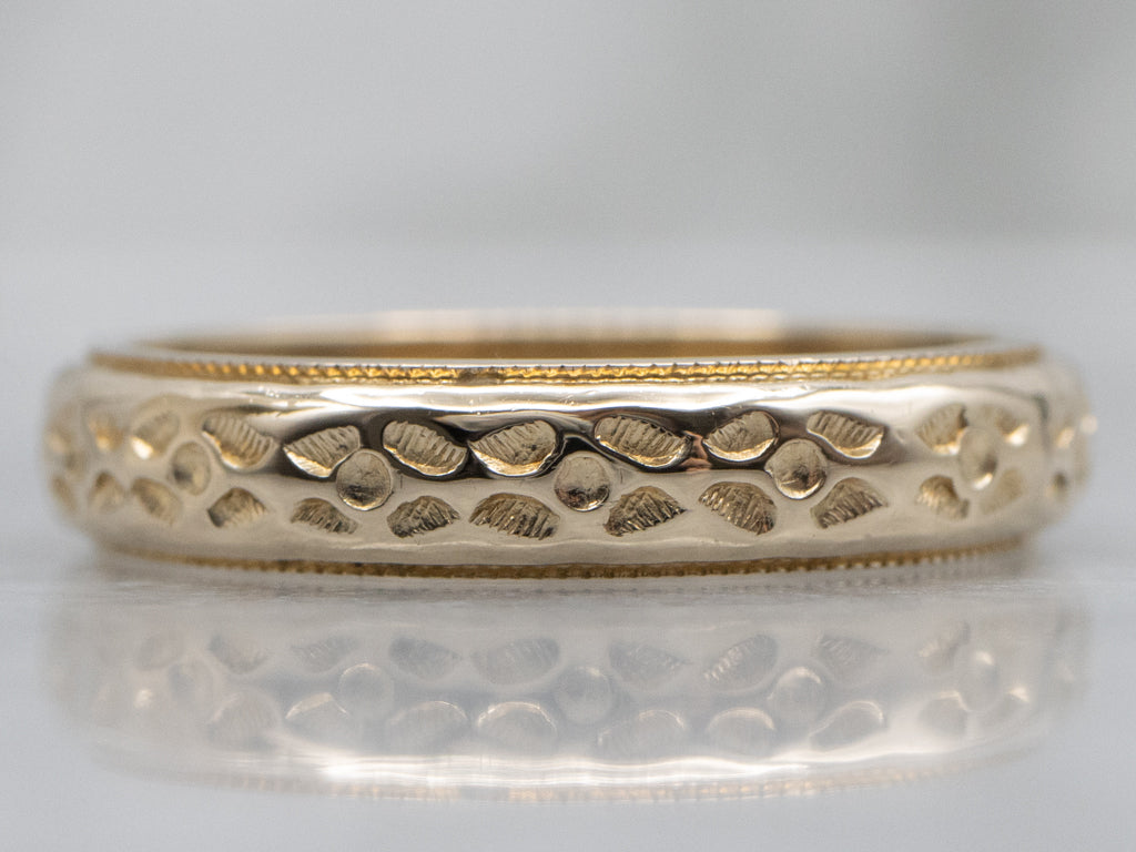 Stylized Vintage Gold Forget-Me-Not Floral Band