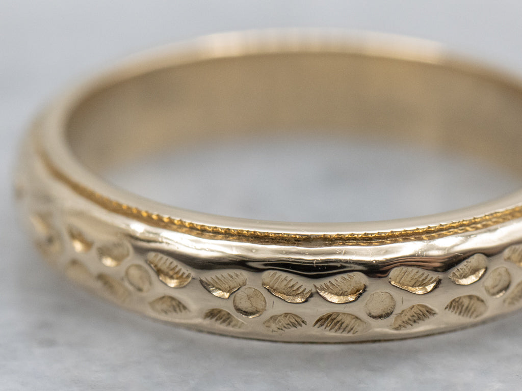 Stylized Vintage Gold Forget-Me-Not Floral Band