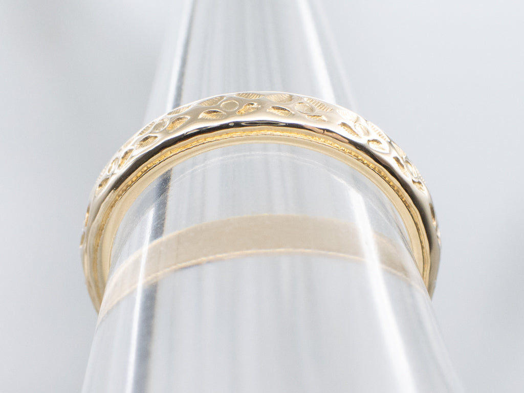Stylized Vintage Gold Forget-Me-Not Floral Band