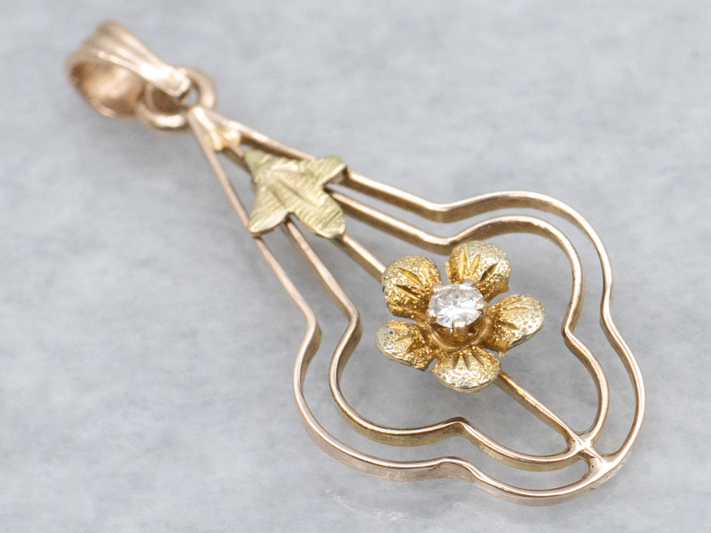 Sweet Little Diamond Flower Lavalier Pendant