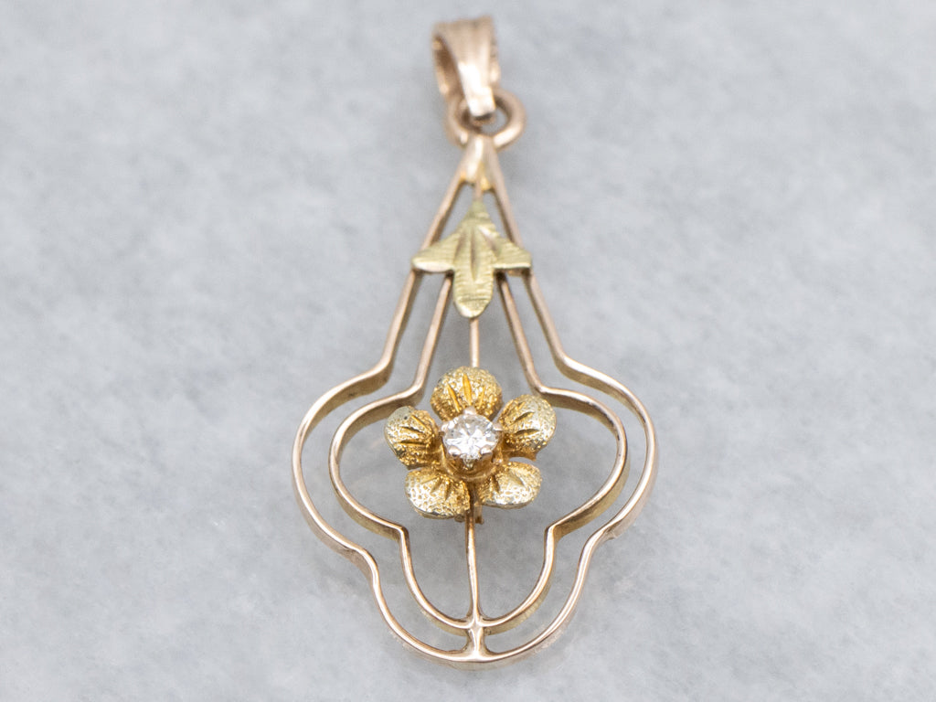Sweet Little Diamond Flower Lavalier Pendant