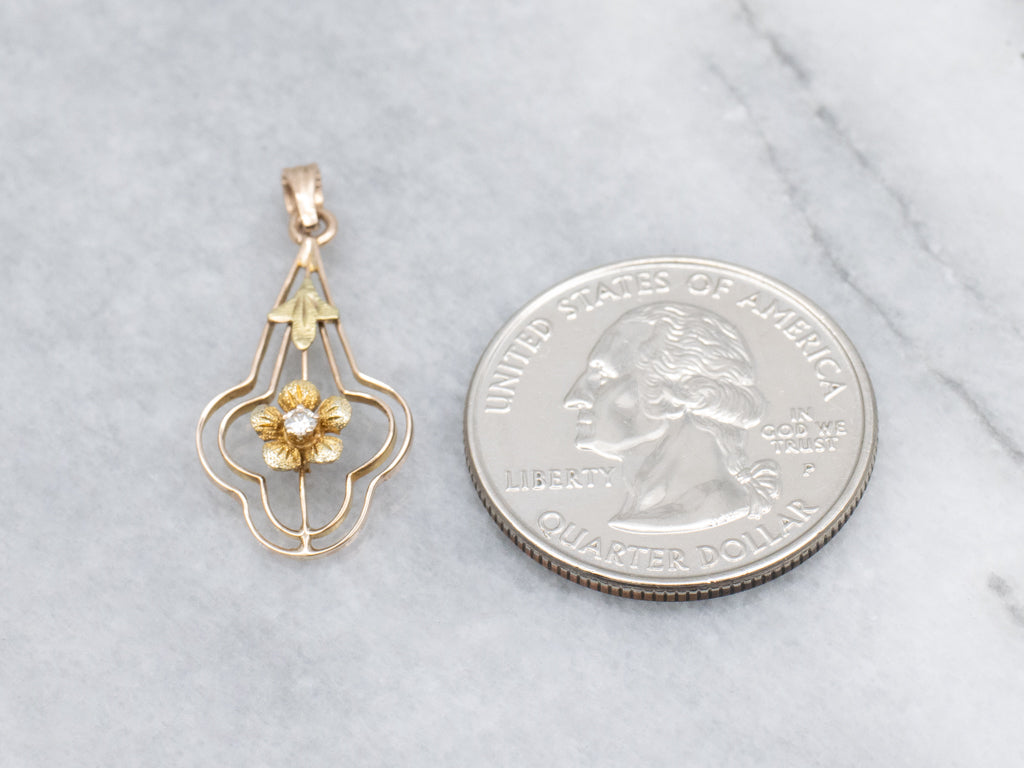 Sweet Little Diamond Flower Lavalier Pendant