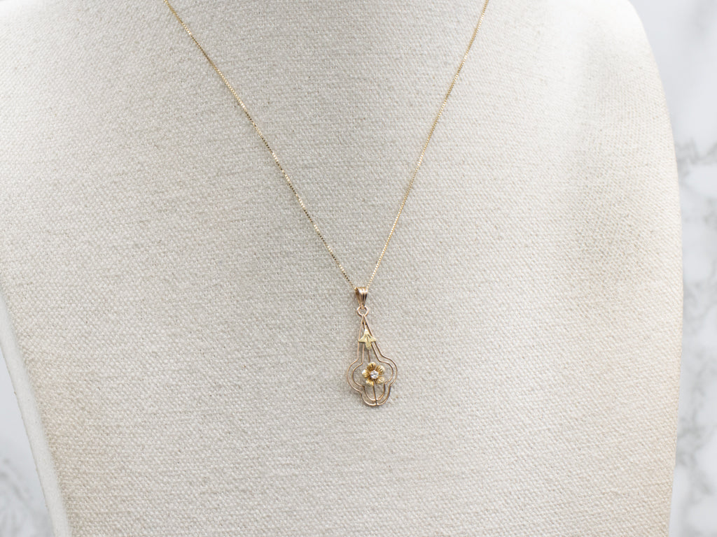 Sweet Little Diamond Flower Lavalier Pendant