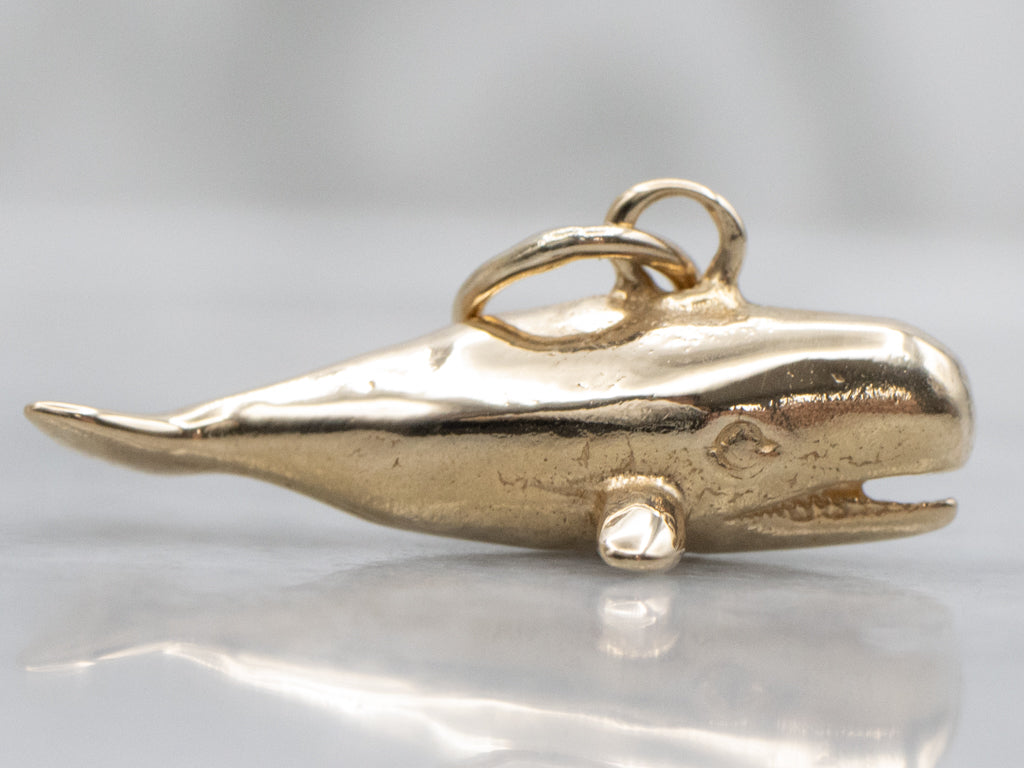 Vintage Yellow Gold Sperm Whale Charm Pendant
