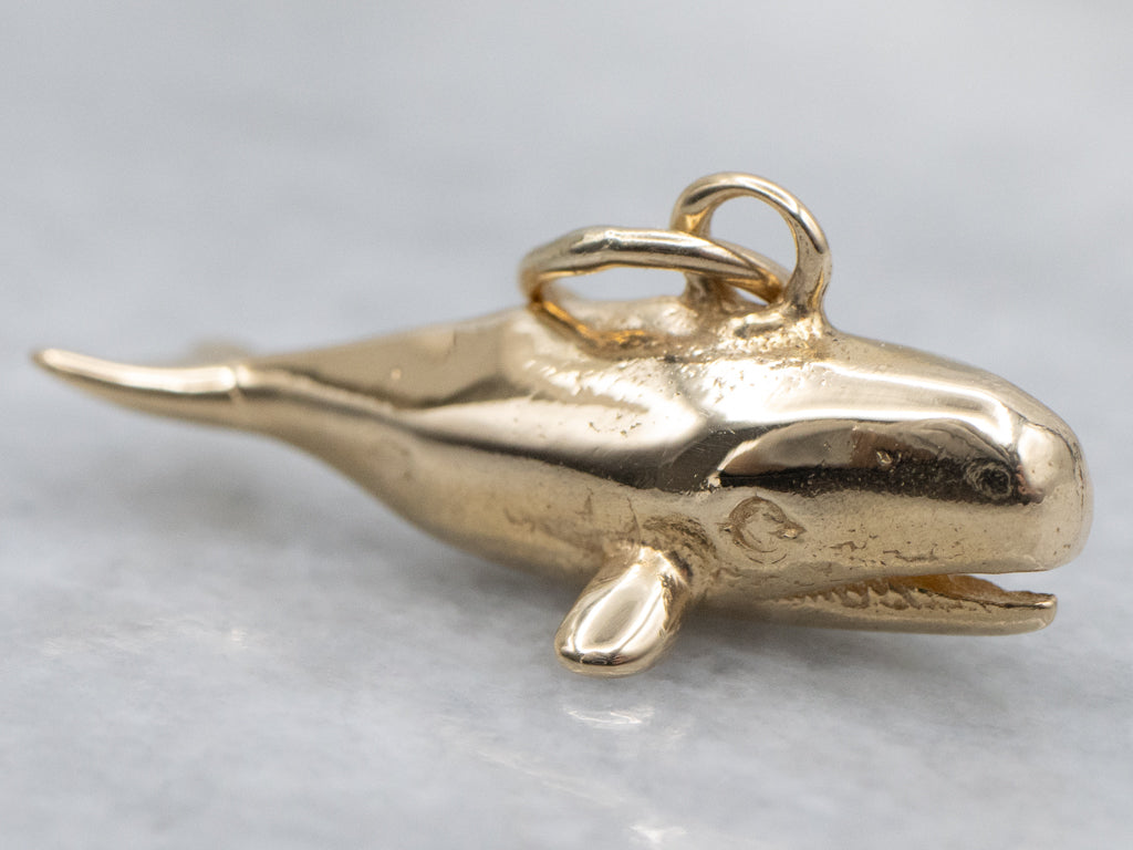 Vintage Yellow Gold Sperm Whale Charm Pendant