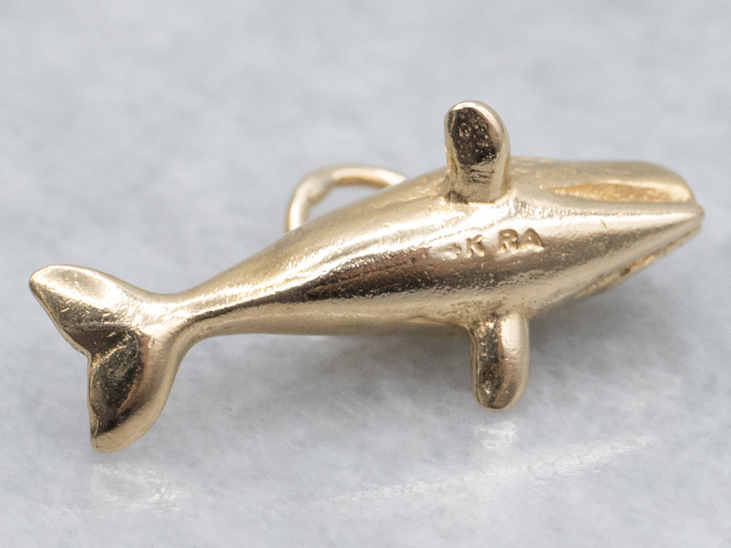 Vintage Yellow Gold Sperm Whale Charm Pendant