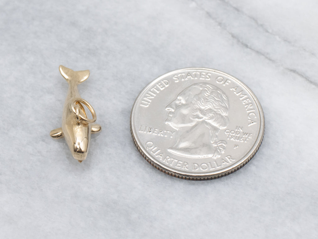 Vintage Yellow Gold Sperm Whale Charm Pendant