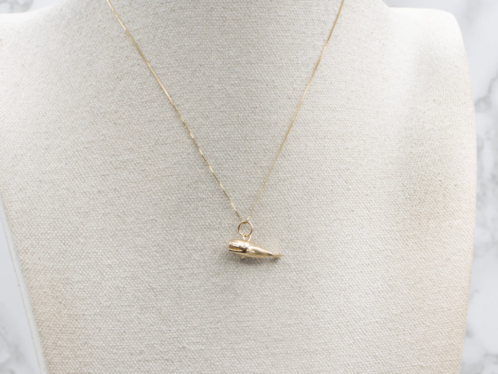 Vintage Yellow Gold Sperm Whale Charm Pendant