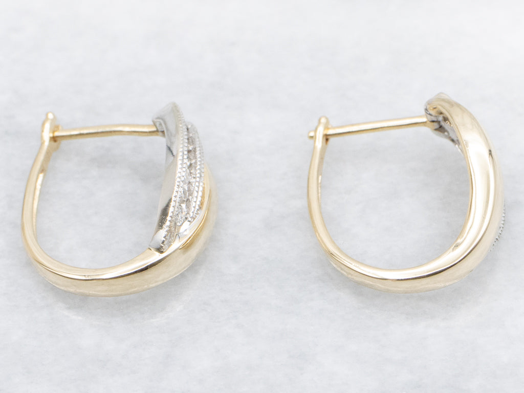 Two-Tone Gold Diamond Hoop Earrings