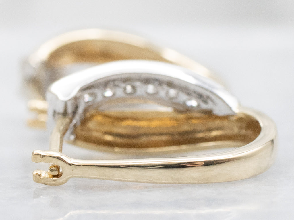 Two-Tone Gold Diamond Hoop Earrings