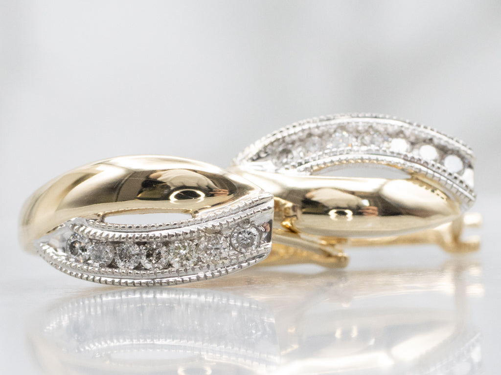 Two-Tone Gold Diamond Hoop Earrings