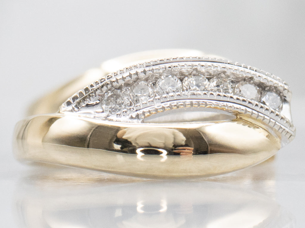Two-Tone Gold Diamond Hoop Earrings