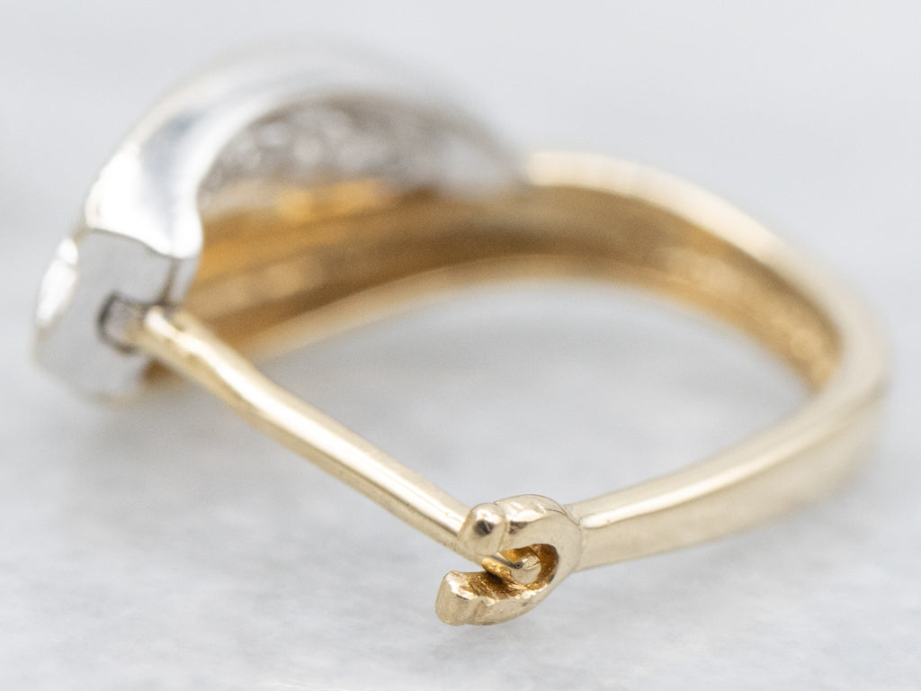 Two-Tone Gold Diamond Hoop Earrings
