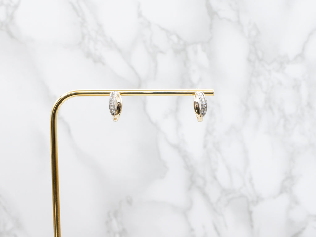 Two-Tone Gold Diamond Hoop Earrings