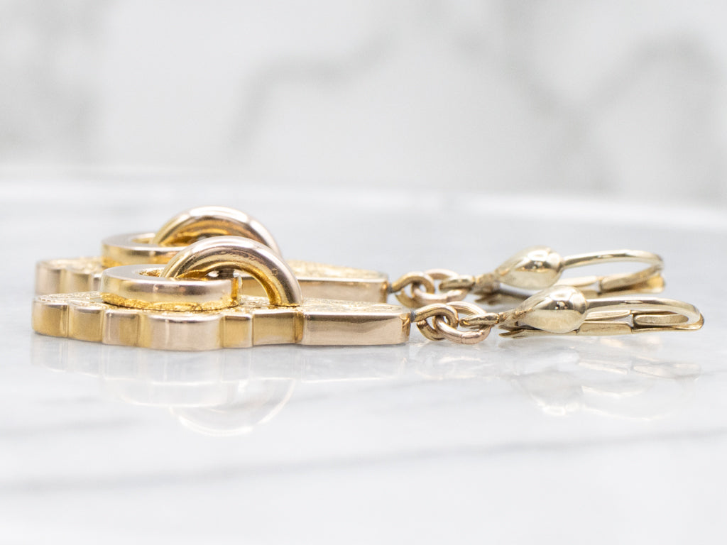Victorian-Era Engraved Gold Drop Earrings