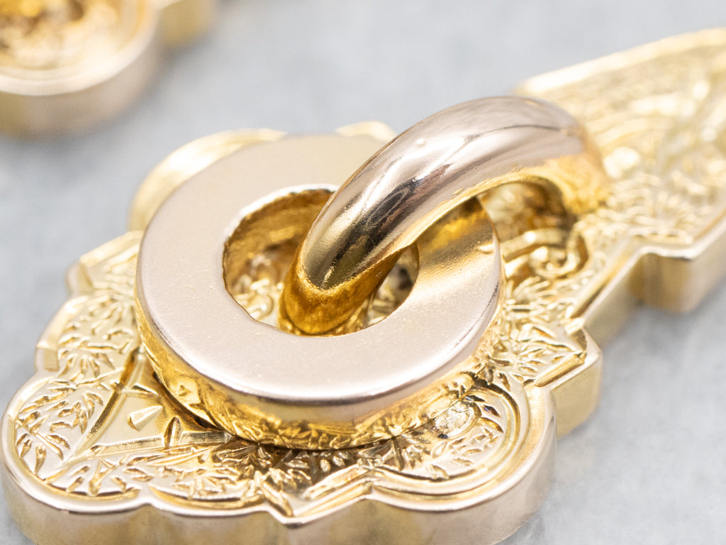 Victorian-Era Engraved Gold Drop Earrings