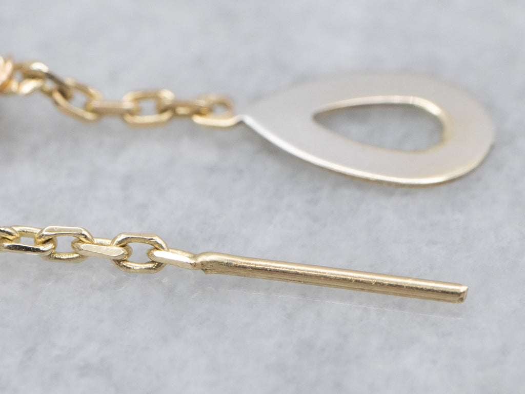 Yellow Gold Woven Wire Disc Threader Earrings