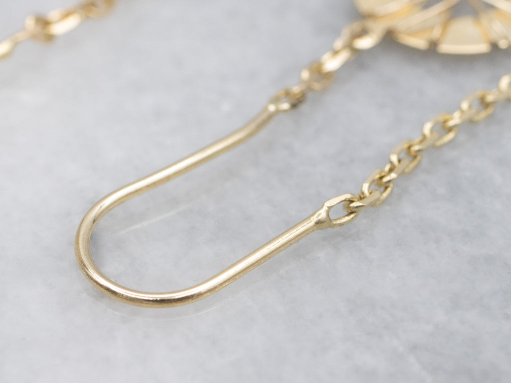 Yellow Gold Woven Wire Disc Threader Earrings