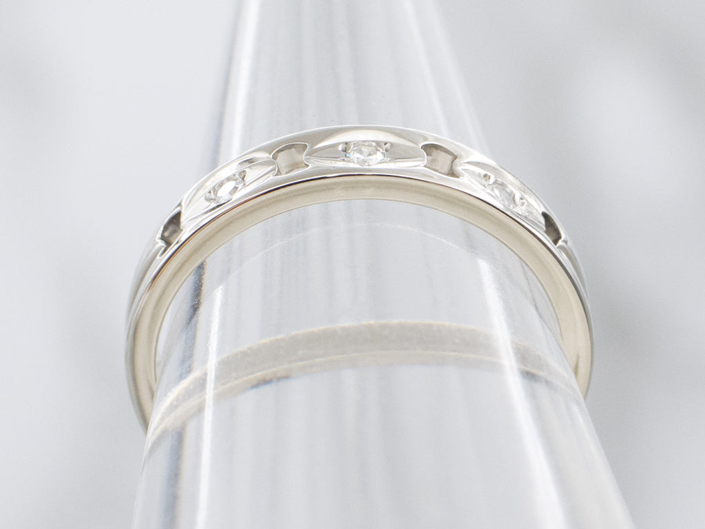 Vintage White Gold Pierced Diamond Band