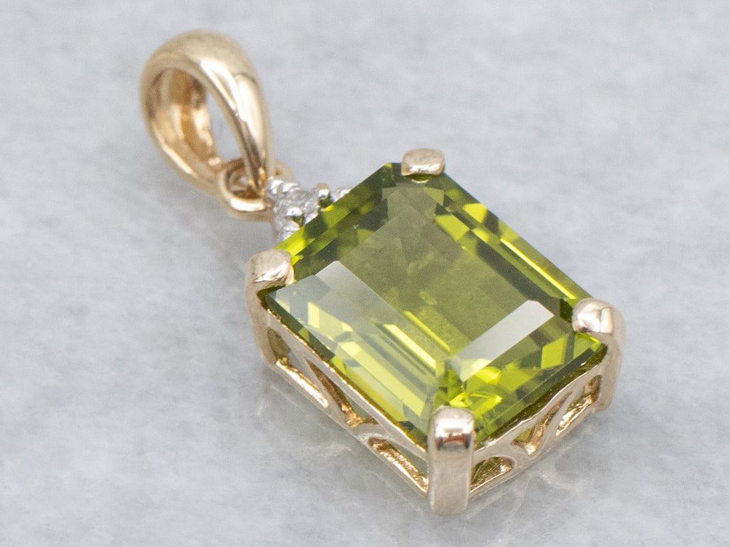 Peridot and Diamond Gemstone Pendant