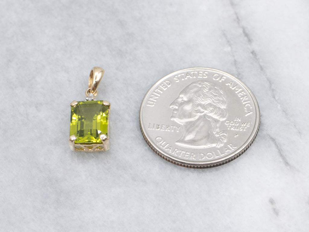 Peridot and Diamond Gemstone Pendant