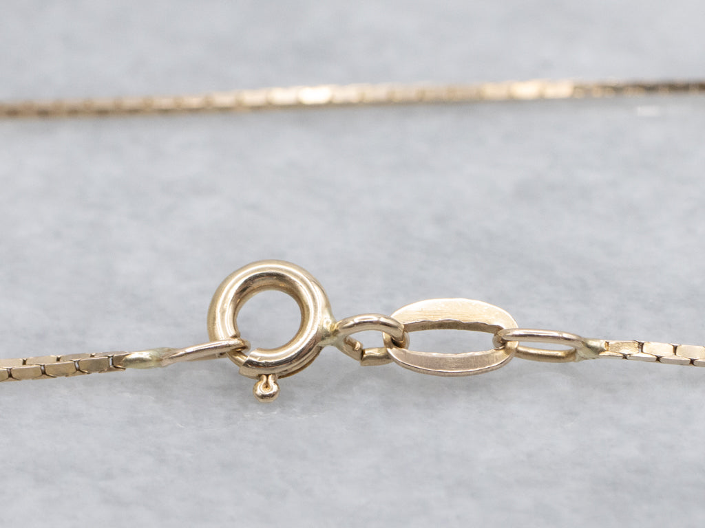 Long Italian Yellow Gold Square Link Chain