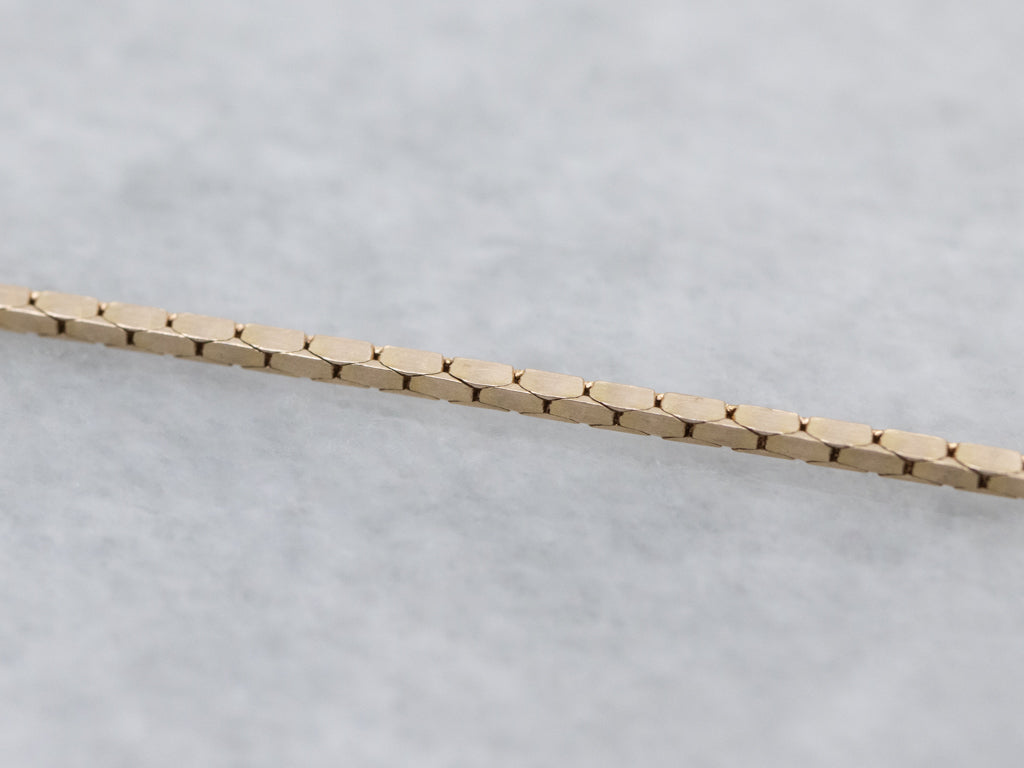 Long Italian Yellow Gold Square Link Chain
