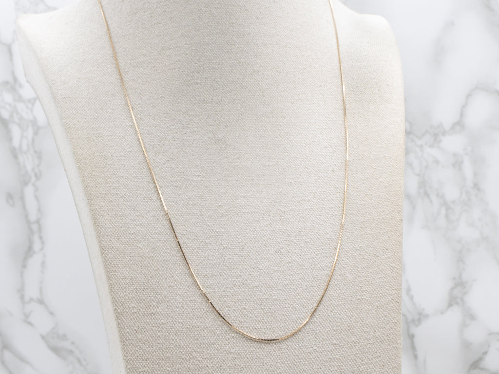 Long Italian Yellow Gold Square Link Chain
