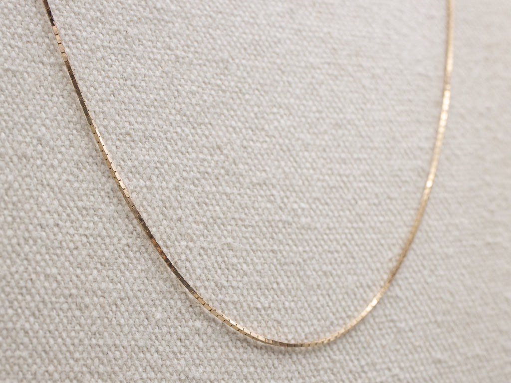 Long Italian Yellow Gold Square Link Chain