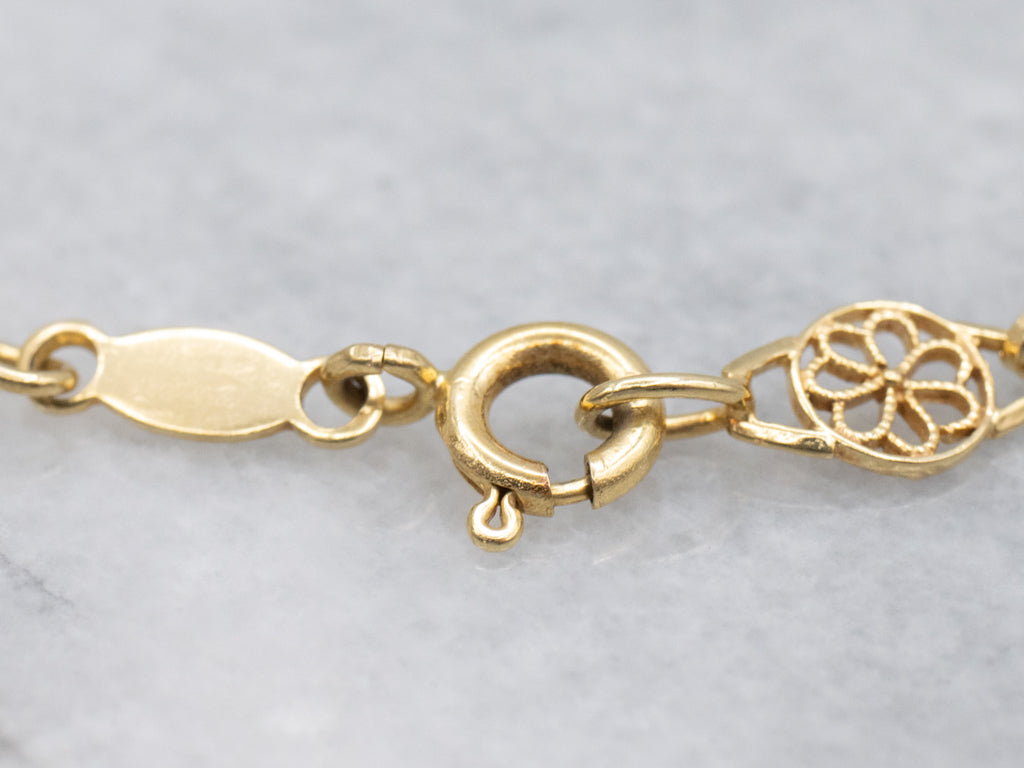 Italian Yellow Gold Filigree Link Bracelet