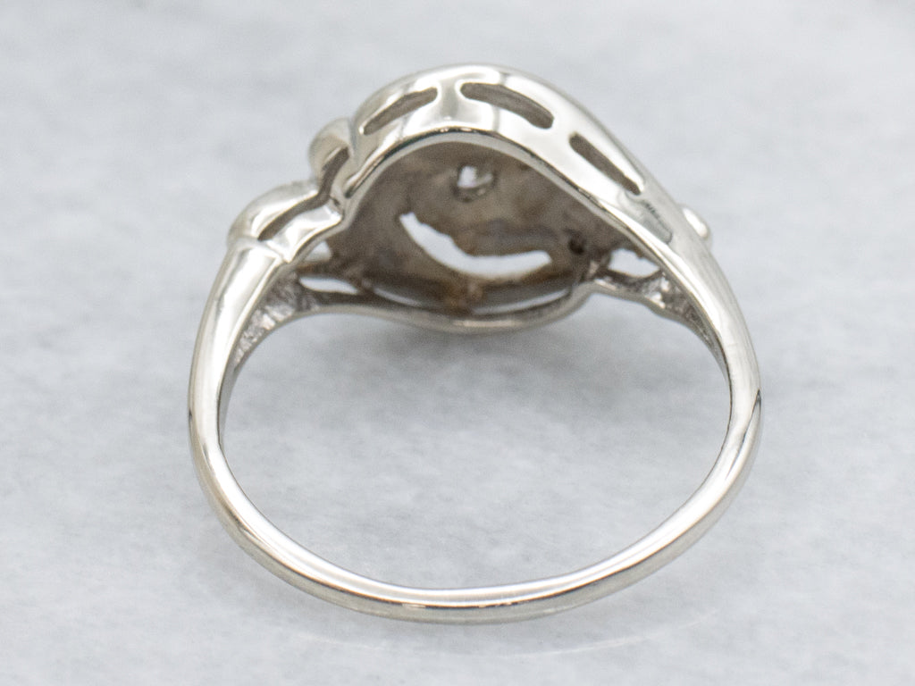 Swirling Vintage White Gold Diamond Ring