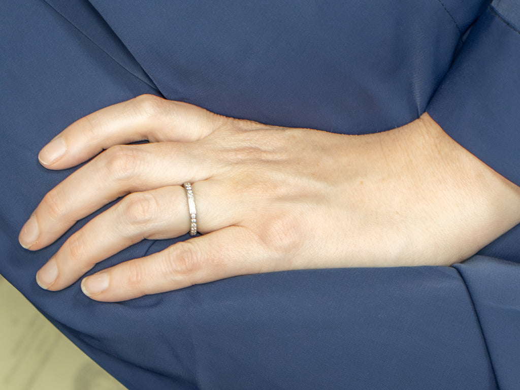 Diamond Eternity Platinum Band with Patterned Edges