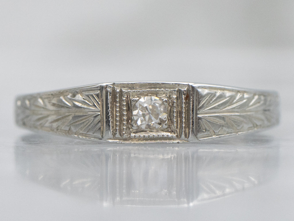 Antique 1920s Old Mine Cut Diamond Solitaire Engagement Ring