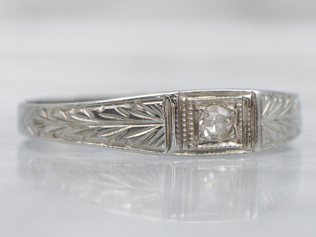 Antique 1920s Old Mine Cut Diamond Solitaire Engagement Ring