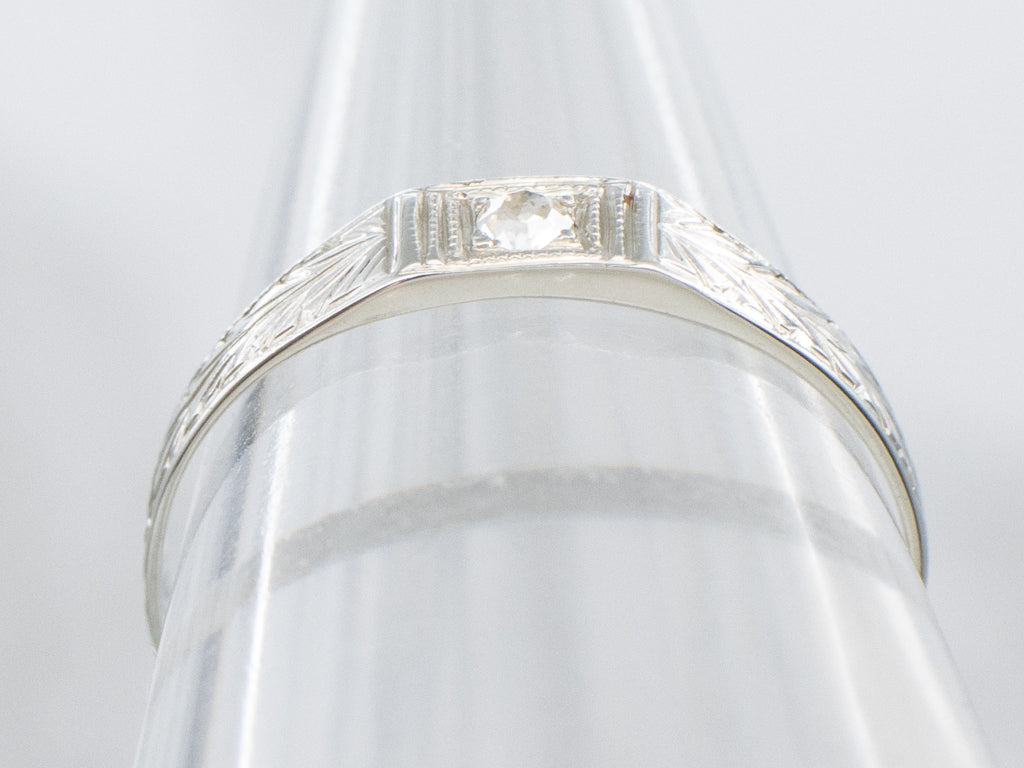 Antique 1920s Old Mine Cut Diamond Solitaire Engagement Ring