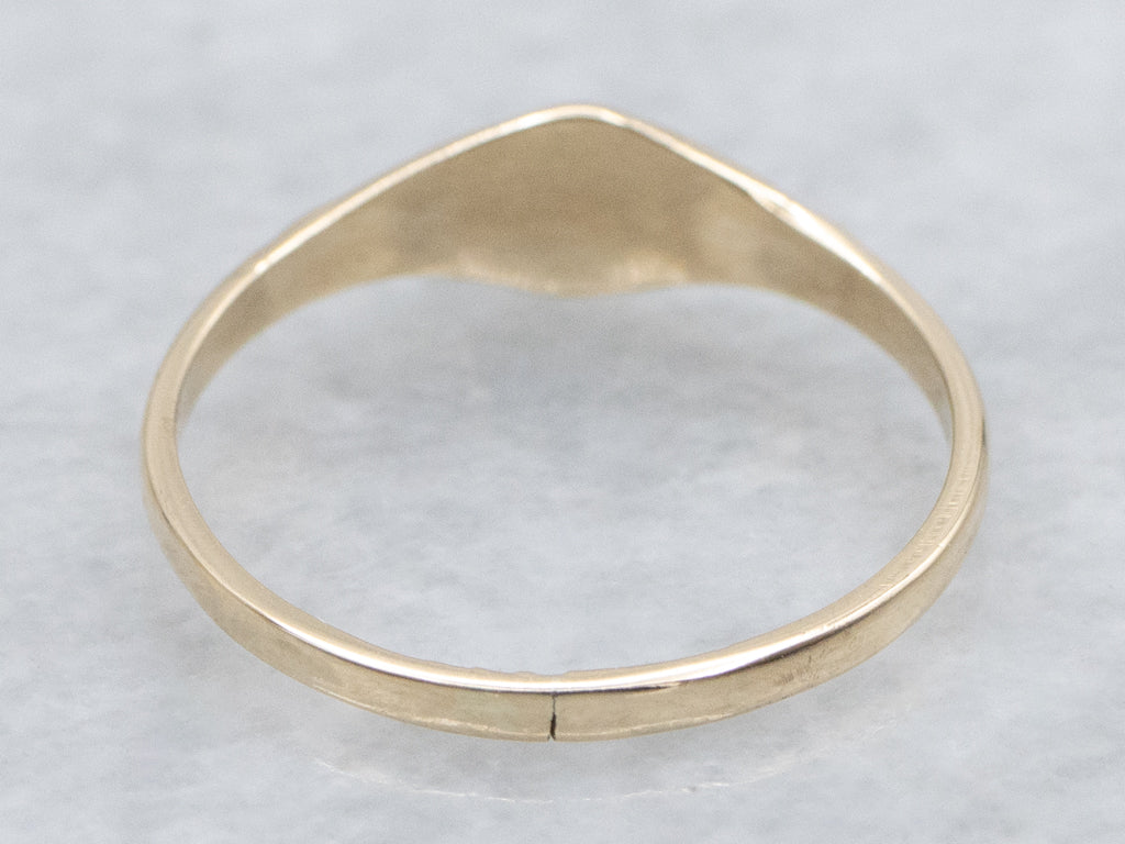 Floral Round-Top Mini Gold Signet Ring
