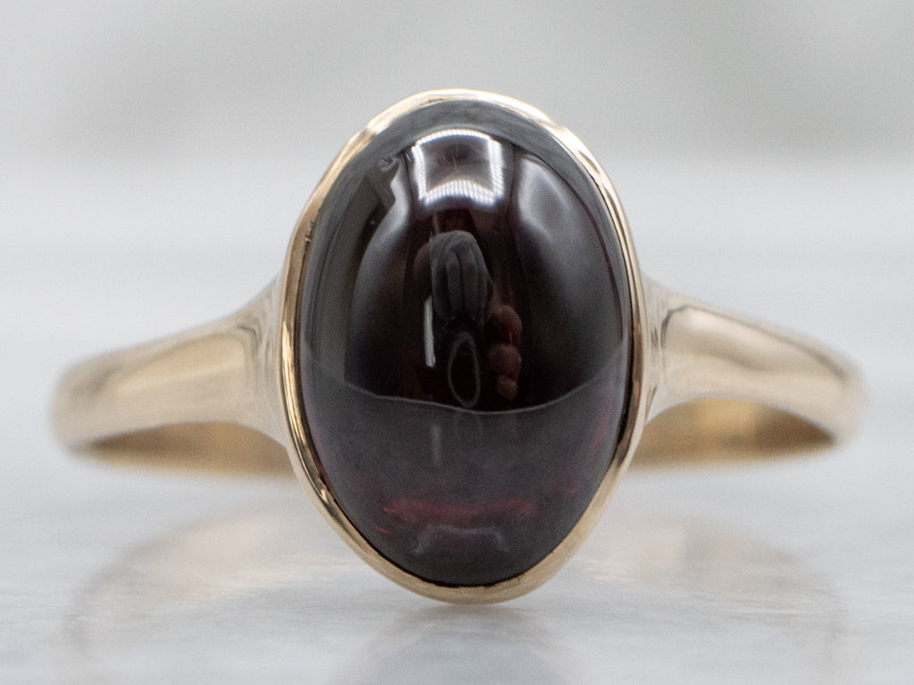 Vintage Gold Garnet Cabochon Ring
