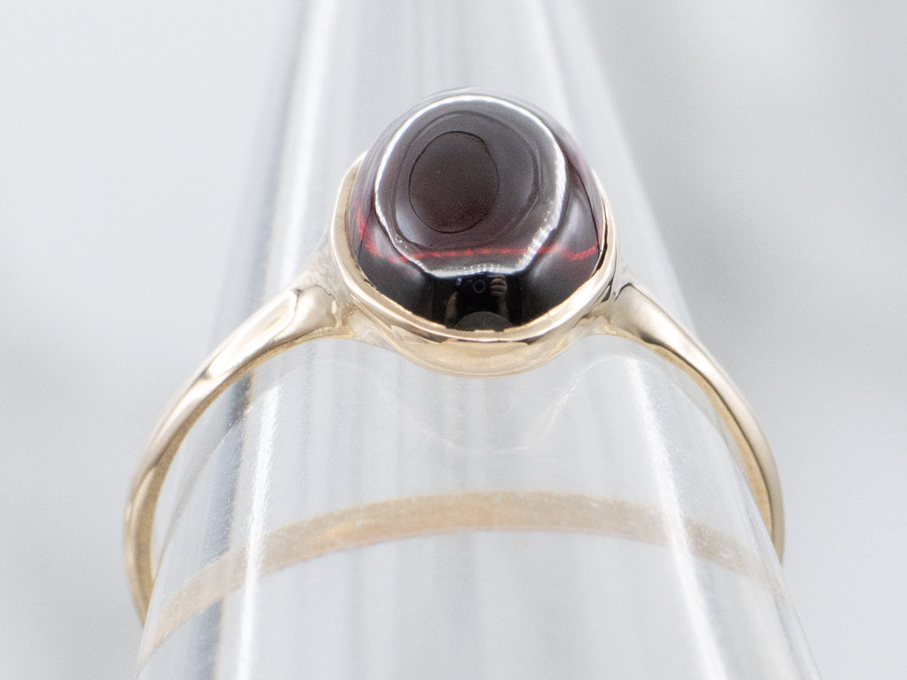 Vintage Gold Garnet Cabochon Ring
