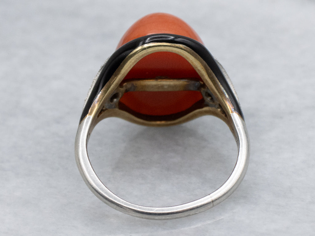 Art Deco Era Platinum Coral and Gold Cartier Enamel Jewelry Set