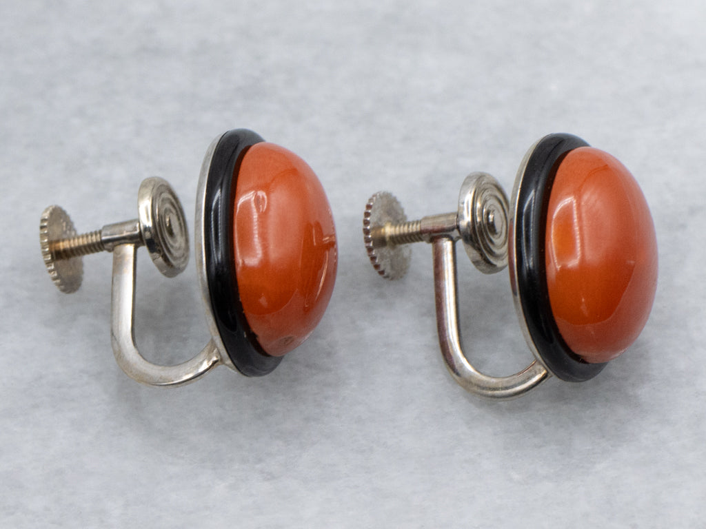 Art Deco Era Platinum Coral and Gold Cartier Enamel Jewelry Set