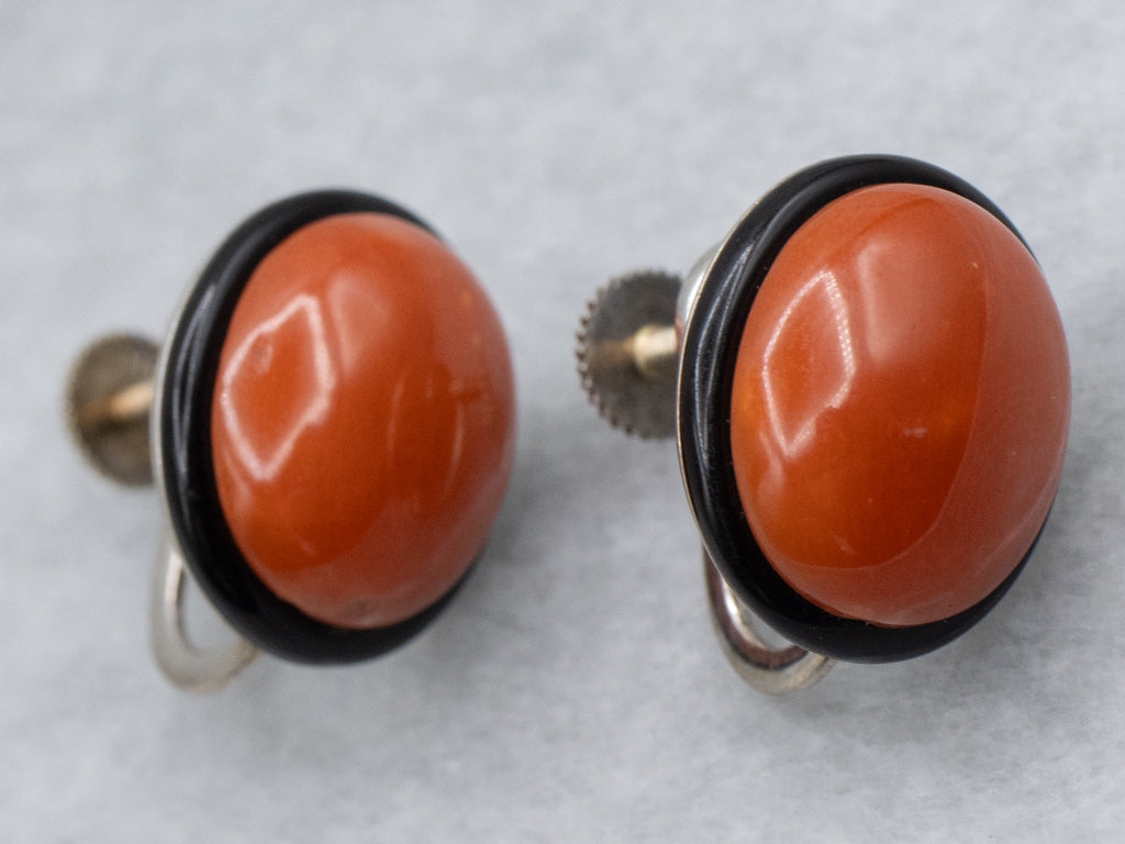 Art Deco Era Platinum Coral and Gold Cartier Enamel Jewelry Set