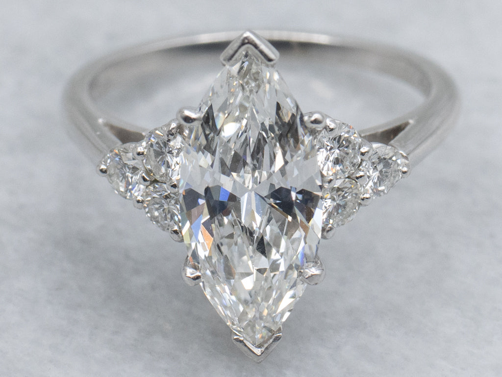Luxurious Platinum and Marquise-Cut GIA Certified Diamond Ring