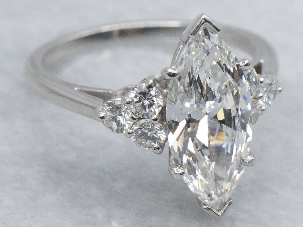 Luxurious Platinum and Marquise-Cut GIA Certified Diamond Ring