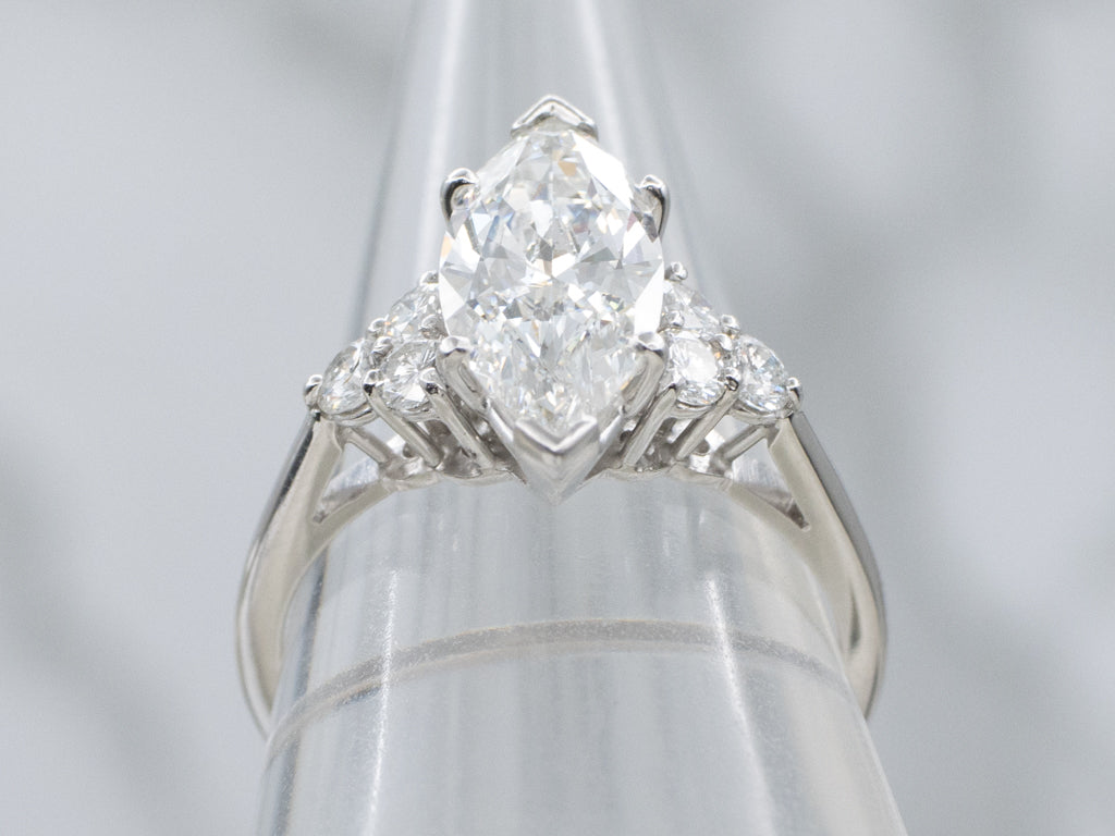 Luxurious Platinum and Marquise-Cut GIA Certified Diamond Ring